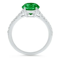 2.21ct овално изрязване зелено симулирано изумрудено 14K бяло злато годишнина годежен пръстен размер 4.25